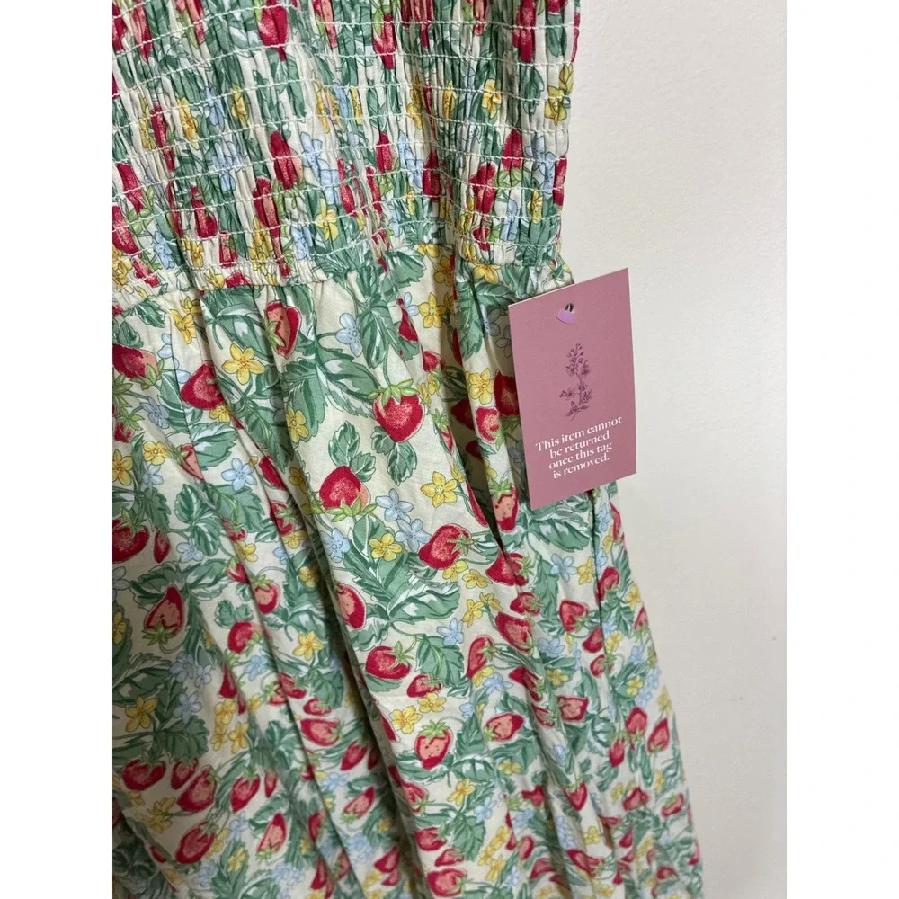 Ivy City Co Strawberry Smocked Ruffle Maxi Dress Size 3X Garden Party Cottage - Picture 8 of 11